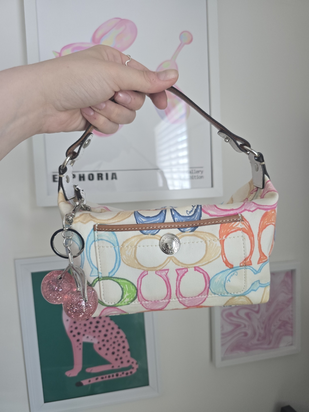 Coach Y2k Colorful Pochette Bag W/Cherry Charm